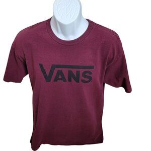 Vans Tee-Shirt, Men L, Red/Maroon w/Black Logo on Front, Cotton, Classic, GUC